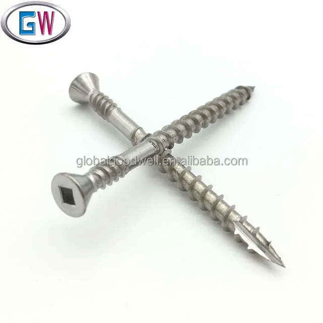 316 304 A2 A4 Stainless steel Decking Screws Double Thread Square Drive SS Hardwood Deck Screw