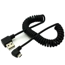 micro usb male 90 degree left angled to usb male left angled spring Retractable stretch cable sync data charge free shipping 1m