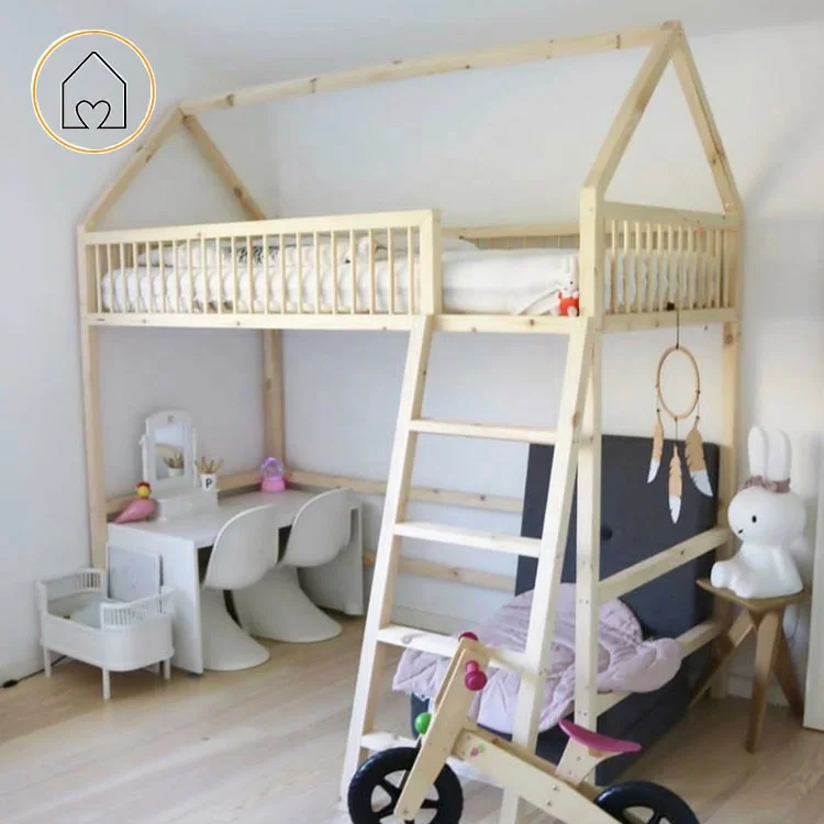 Kids mid sleeper cheap price bedroom furniture set amazon house loft bunk bed with stairs