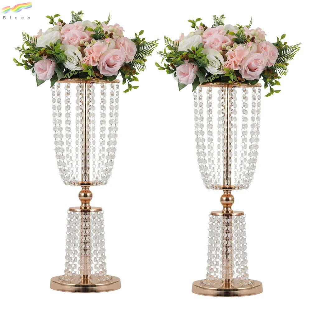 Hot Selling Crystal Centerpiece Wedding Backdrop Flower vase Candleholder Table Stand Road Lead Decoration