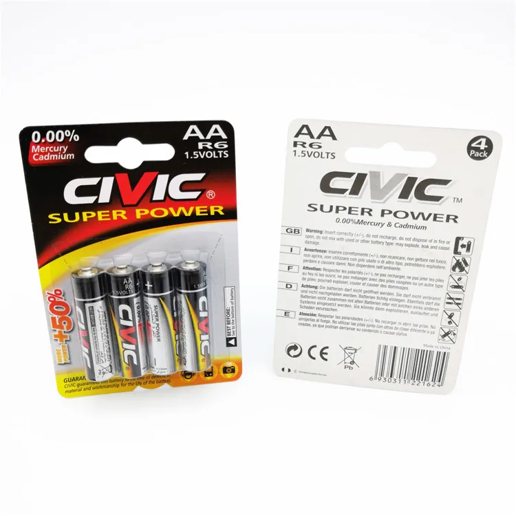 R6P, AA ,UM-3 ,1.5v primary Super power carbon dry  batteries