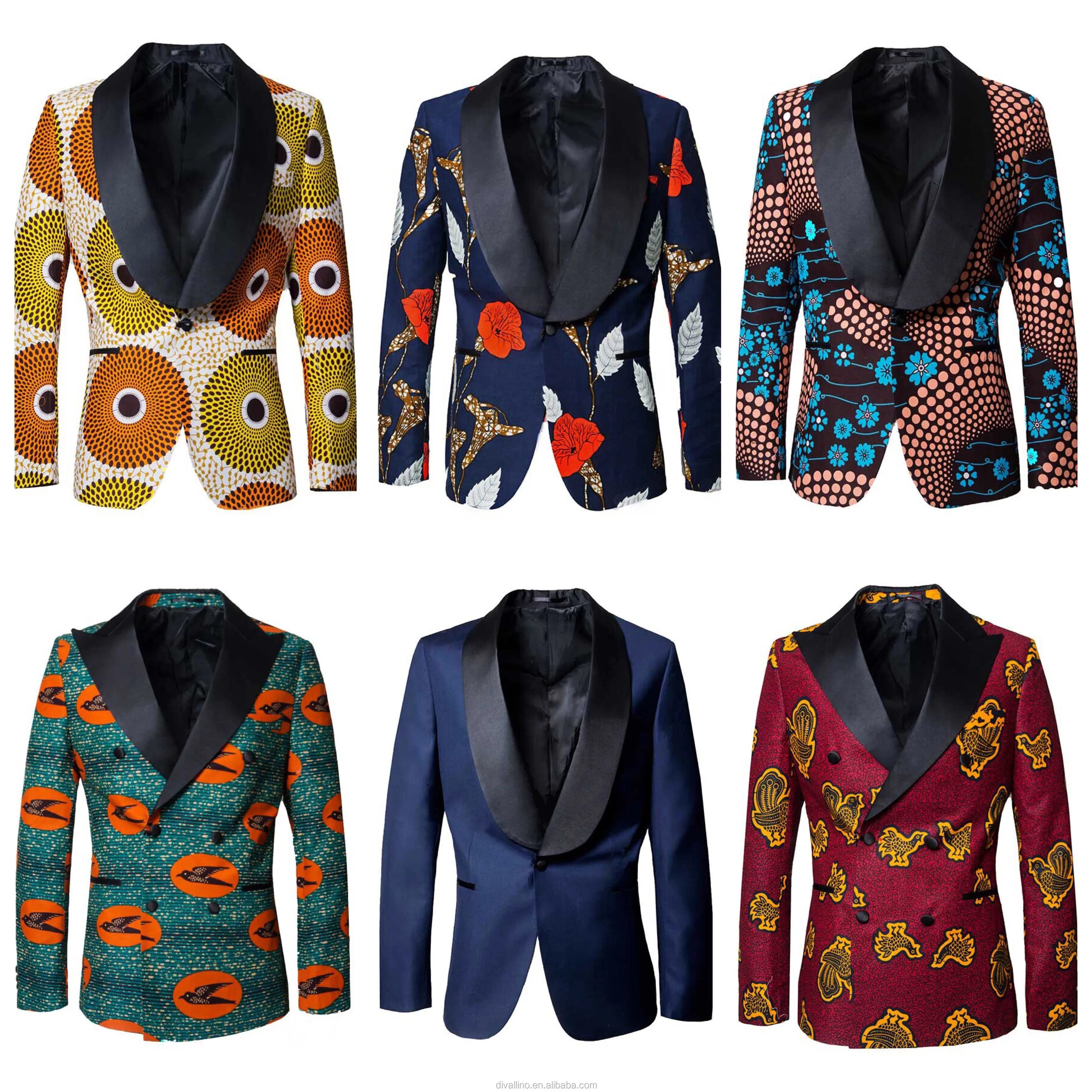 
2020 New Arrival !!! Direct Factory of Classical Shawl Lapel Wax Print Blazer with Lowest Wholesale Prices 
