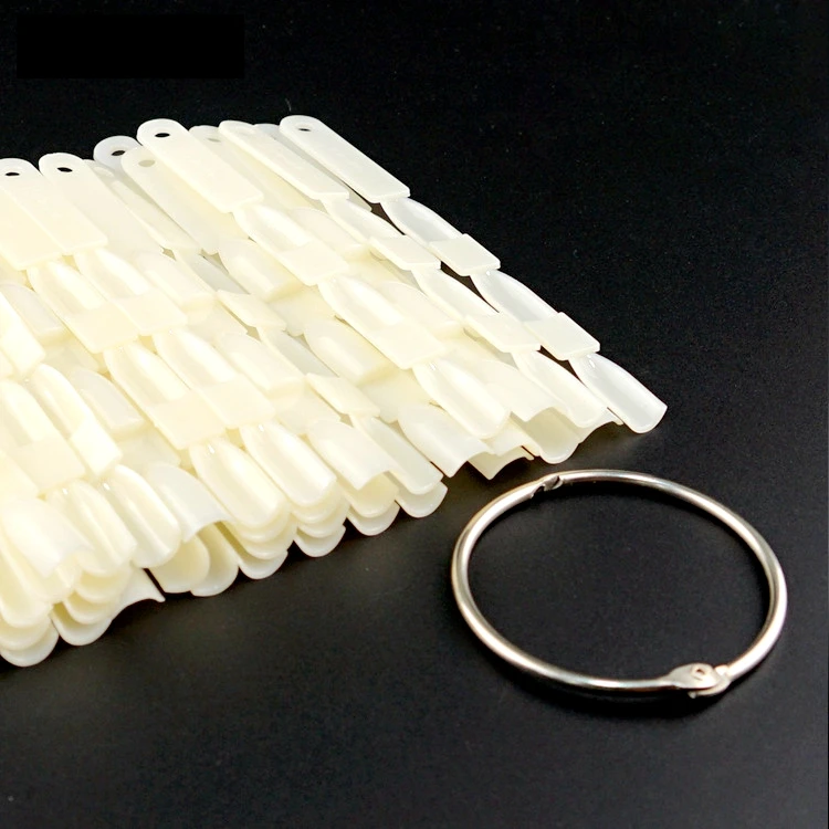 150 Tips 3 Knots Nail Art Display Natural Chart Color Sample Practice Fan Nail Polish Display with Ring Nail Tools