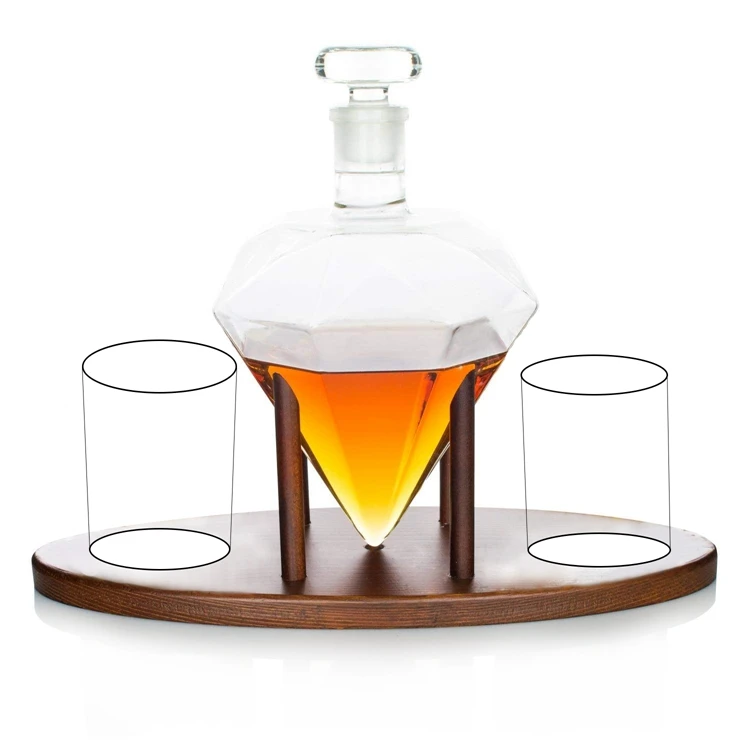 JHROC07 800ml Unique Scotch Whisky Glass Decanter Set for Liquor Wine Whisky