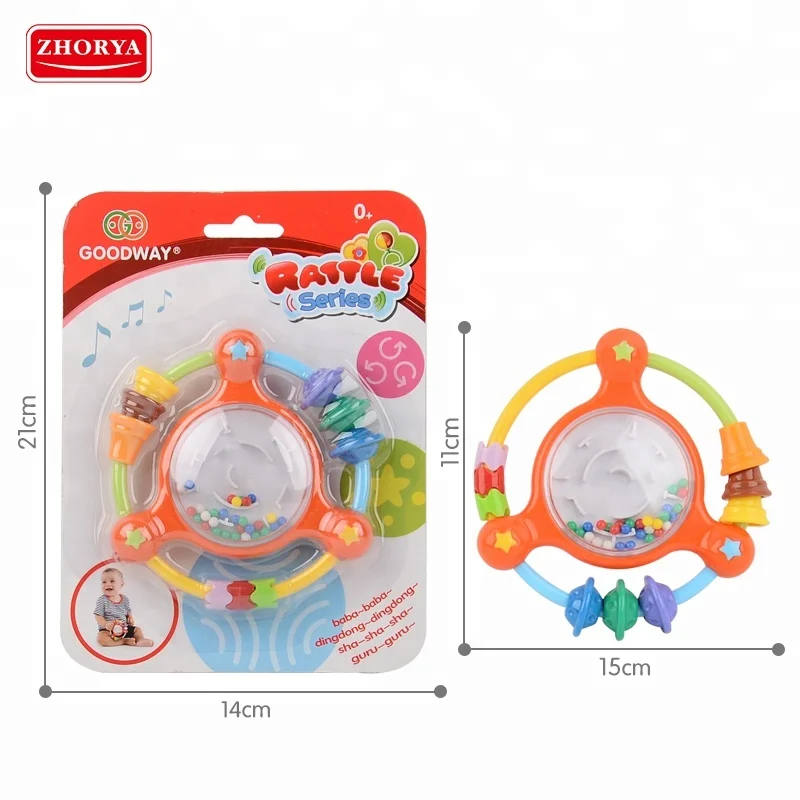 Safe toys shaking bell play ringing rattle hanging with blister card
