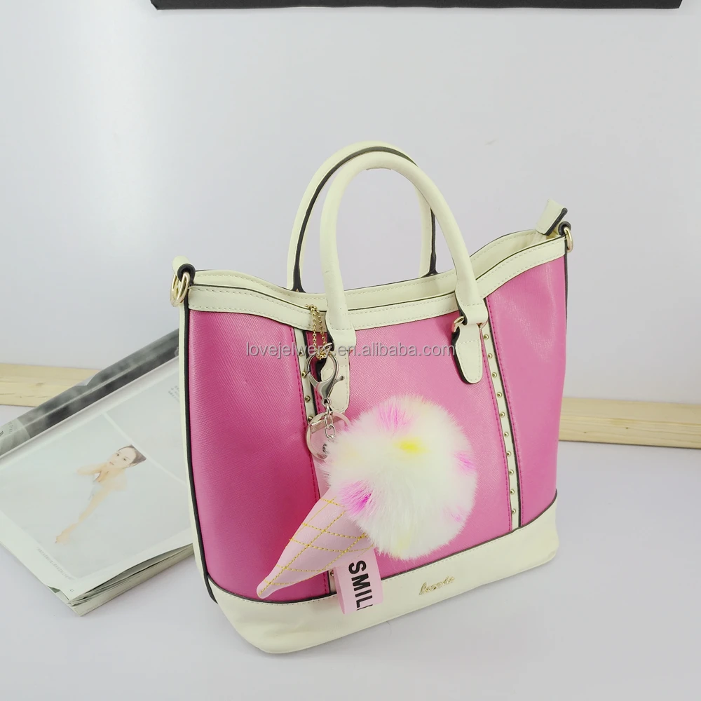 Модный брелок для ключей Yongze из искусственного меха в форме мороженого, пушистая Сумочка, брелок