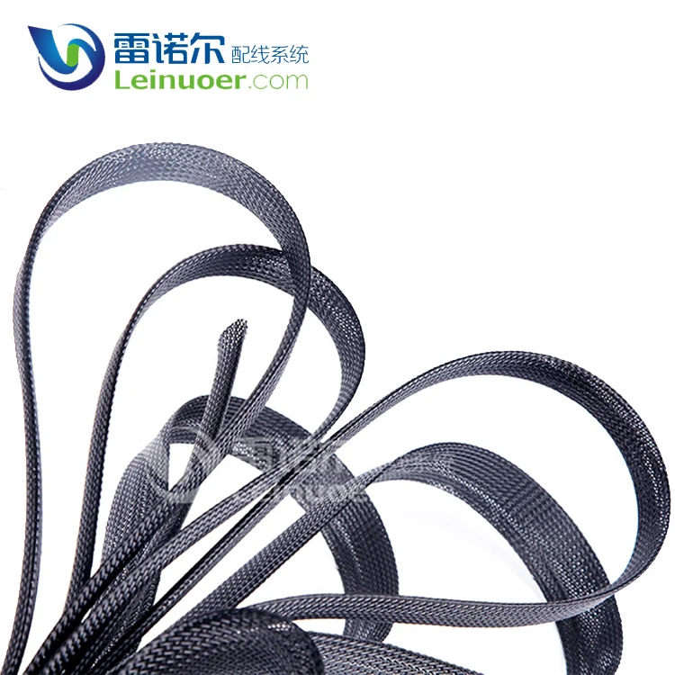 Большое пламя resisitance черный пэт расширяемая плетеные sleeving