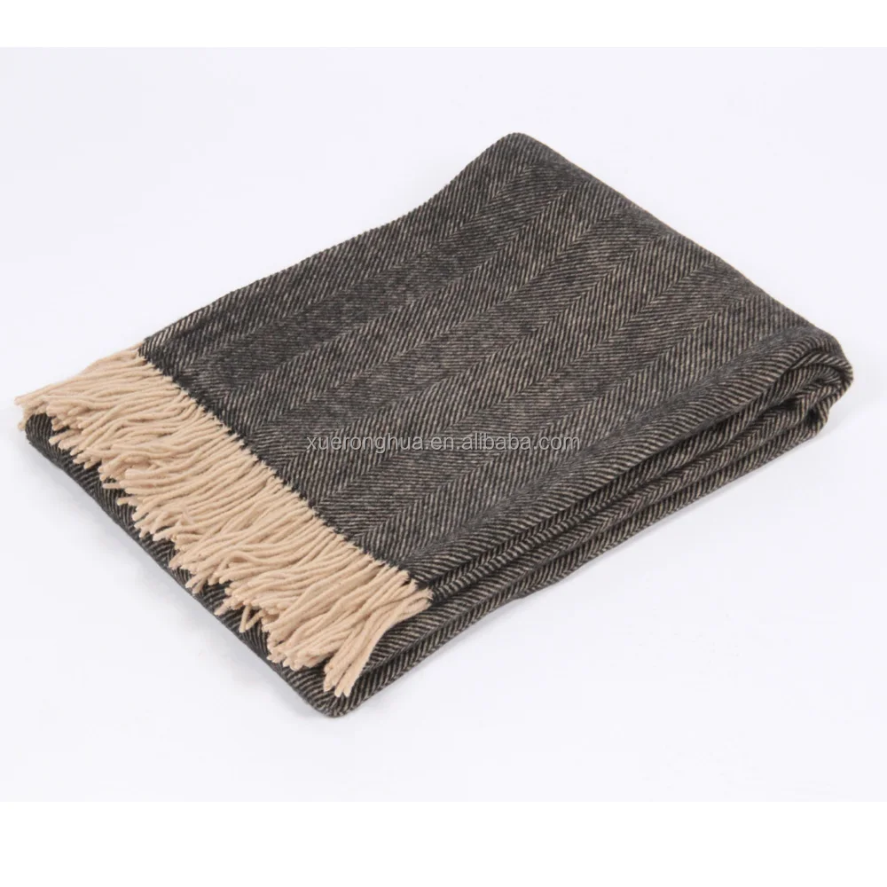 Одеяло из 100% мериносовой шерсти с узором в елочку большого размера оптовая продажа одеял