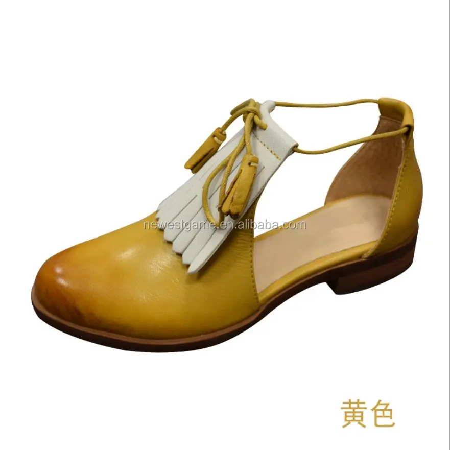 
Factory custom high-end brand casual Vintage gladiator shoes women sandals tassel genuine leather lady shoes 