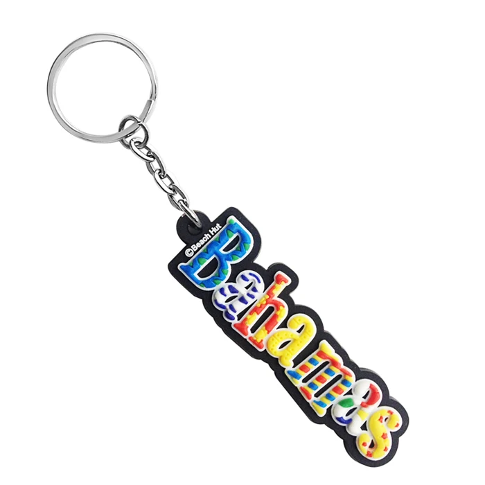 2018 Custom Personalized Popular Bahamas Souvenir PVC Key Ring/ Tropical Key  ring with chain