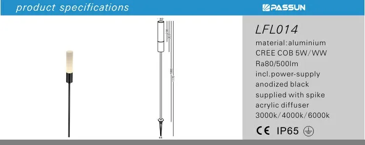 aluminium plus acrylic outdoor use waterproof pole shaped led garden light