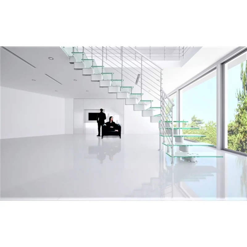 
Unique fashion designed tempered glass panel staircase 
