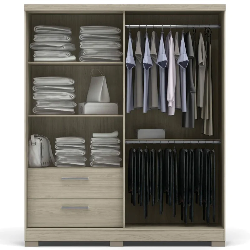 Недорогой шкаф с высокой глянцевой раздвижной дверью для спальни, дизайн шкафа