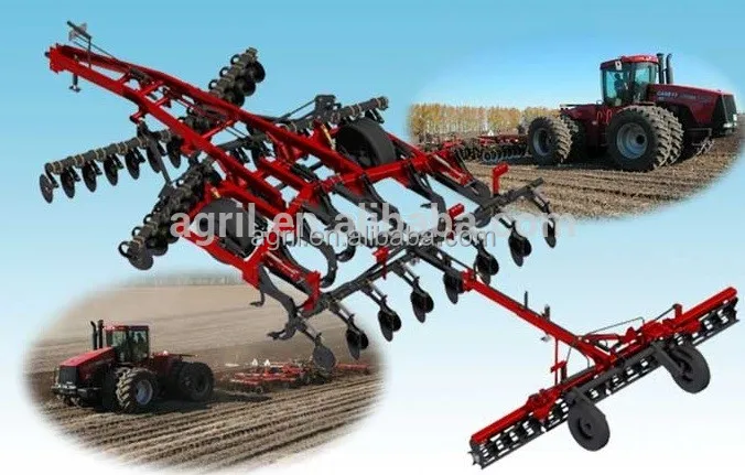 huge duty farm tractor use hydraulic combined land preparation machine with disk harrow, disk plough