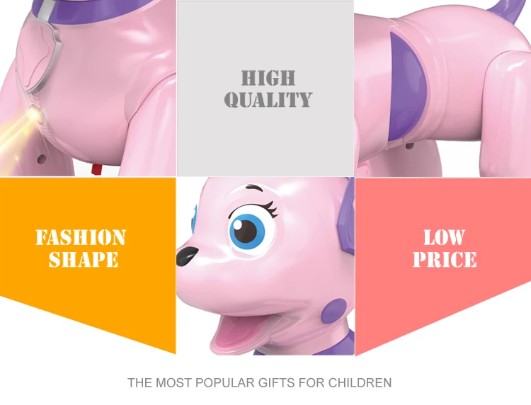 Pink walking puppy interactive toys plastic rc robot dog products