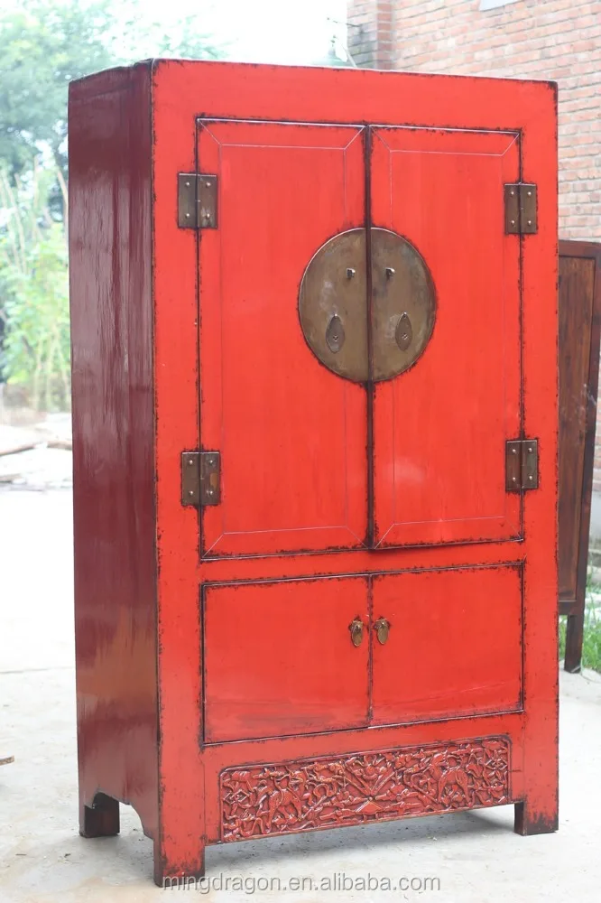 Chinese antique hand restored country style handpainted wardrobe armoire