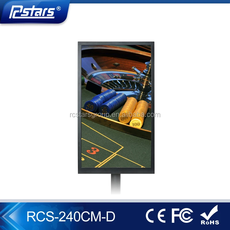 double sided lcd monitor for casino oem/odm 24 inch lcd monitor with table mounted stand & led stripes