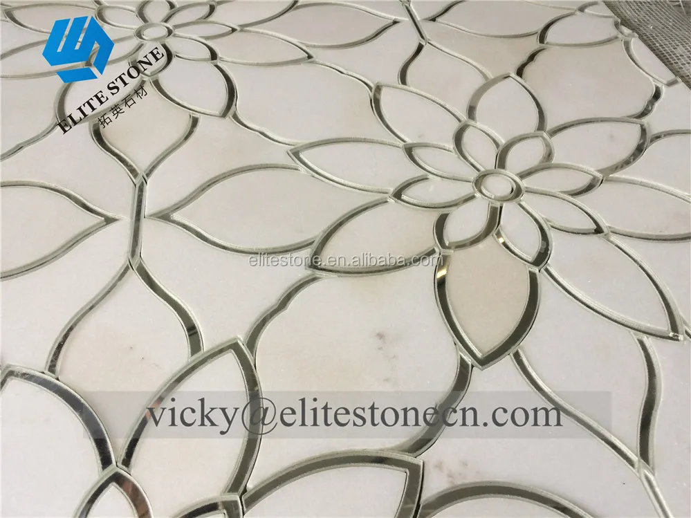 waterjet glass mosaic travertine and golden line glass mosaic water color mosaic