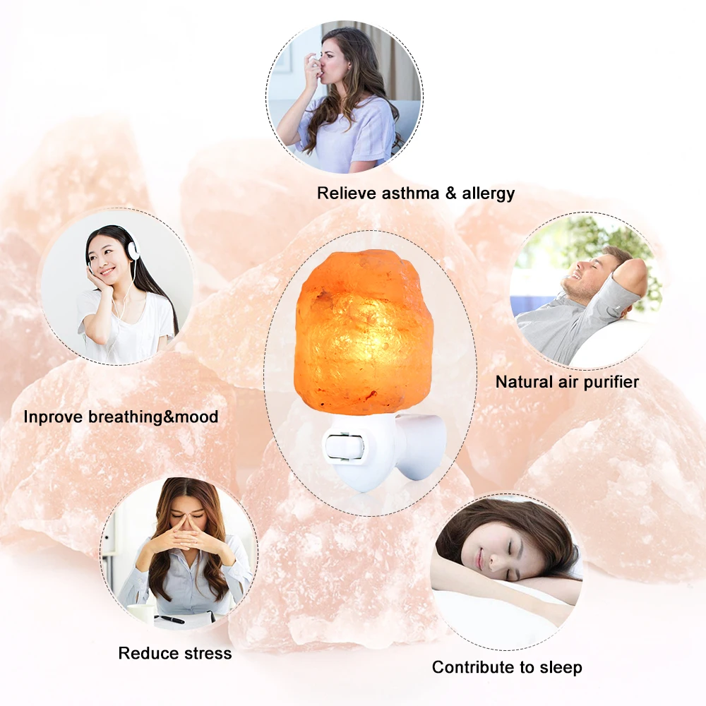 
Himalayan salt lamp night light natural rock style 360 degrees adjustable plug 