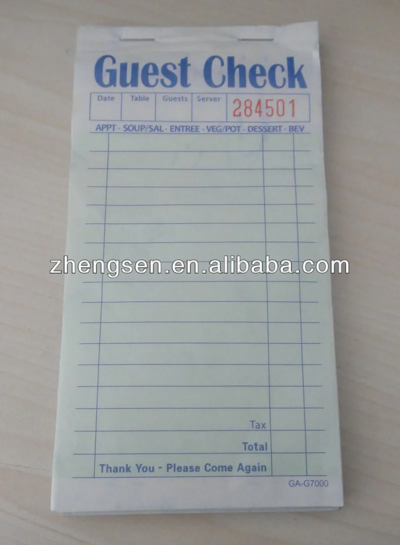 Carbonless Invoices Restaurant Docket Guest check book