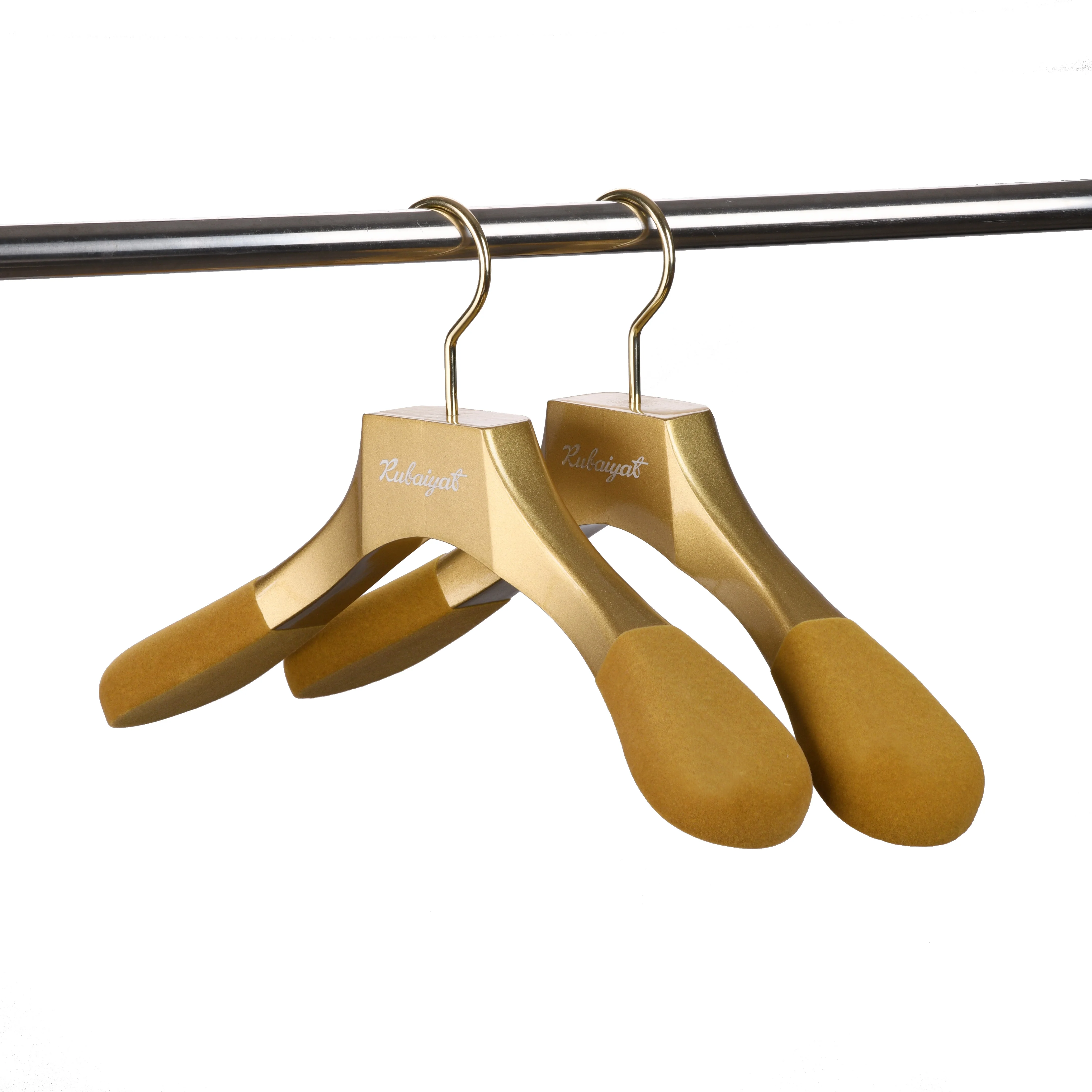 Factory Luxury high quality custom gold wooden clothes hangers with logo for boutique and fashion shop