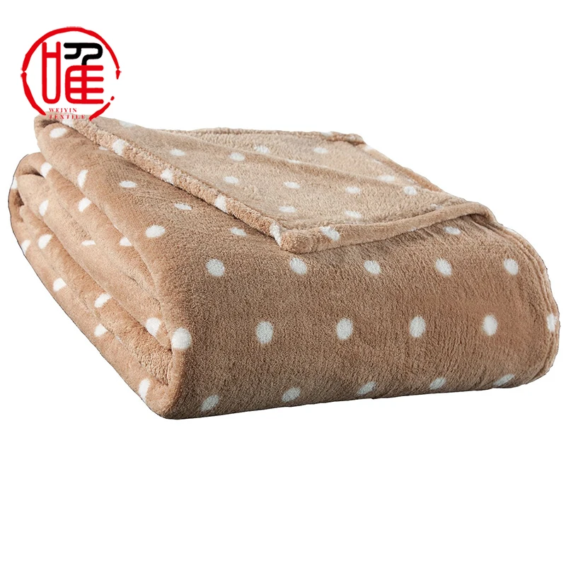 Multicolor Dot Printed Breathable Soft Lightweight Throw Warm Wholesale Coral Fleece Blanket For Adult and Kids