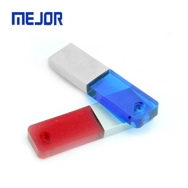Advertising blue acrylic 8G flash disk 3D LED light pen drive 32g matte metal 16g crystal USB stick