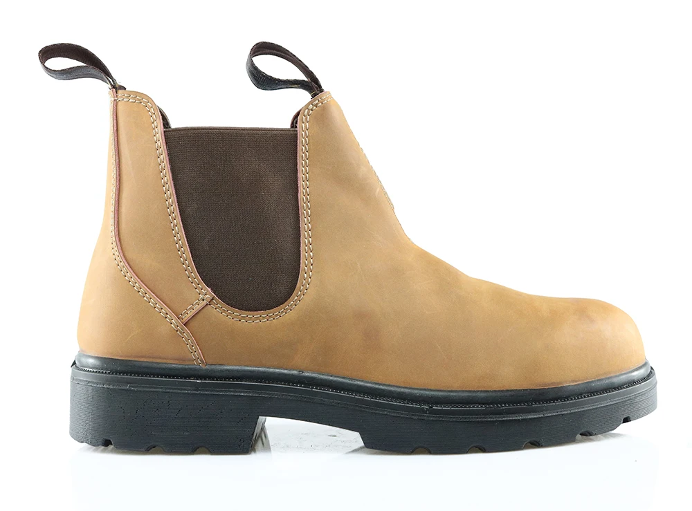 
High ankle oil slip resistant nubuck leather double elastic gore labor protection puncture proof safety men boots steel toe cap 