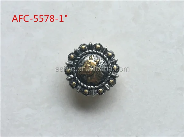 two tones antique silver & gold Horse head conchos rope conchos