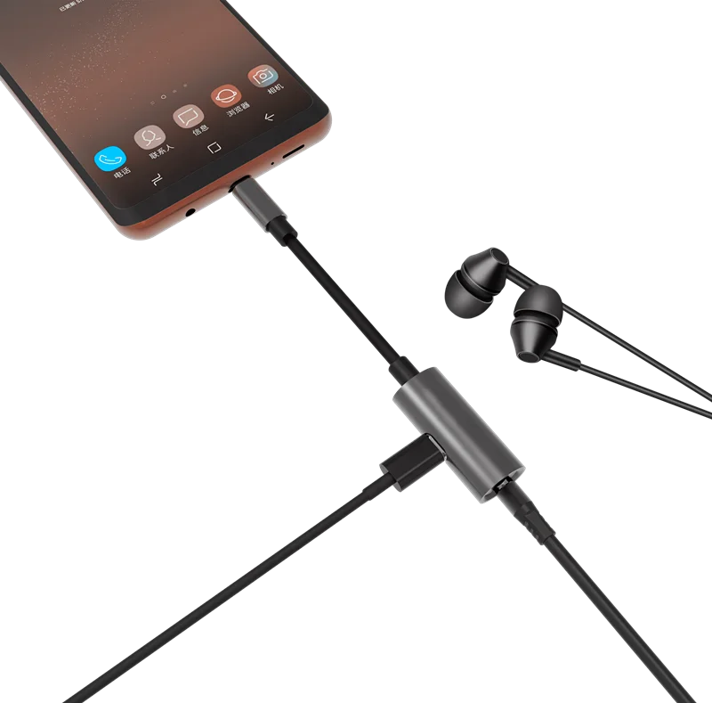 SUNLINE 2019 2 in 1 Audio adapter for Type C to Type C & DC 3.5 mm headphone jack charging and music for all mobile phone