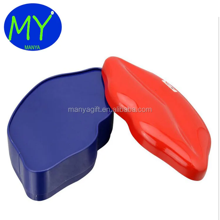 Custom printed lip shape tin box high quality lip shape tin box lip balm tin case make up metal box in alibaba