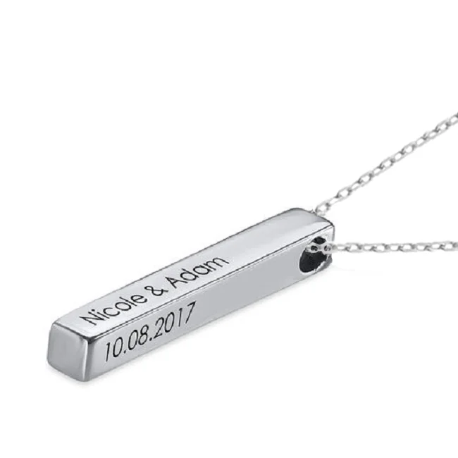 Custom DIY Design 925 Sterling Silver 14k 18k Gold Plated 3d Gold bar Name Necklace