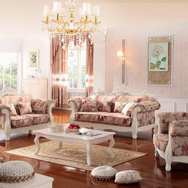 Королевский французский провинциальный ткань мягкая деревянная гостиная диван мебельный гарнитур