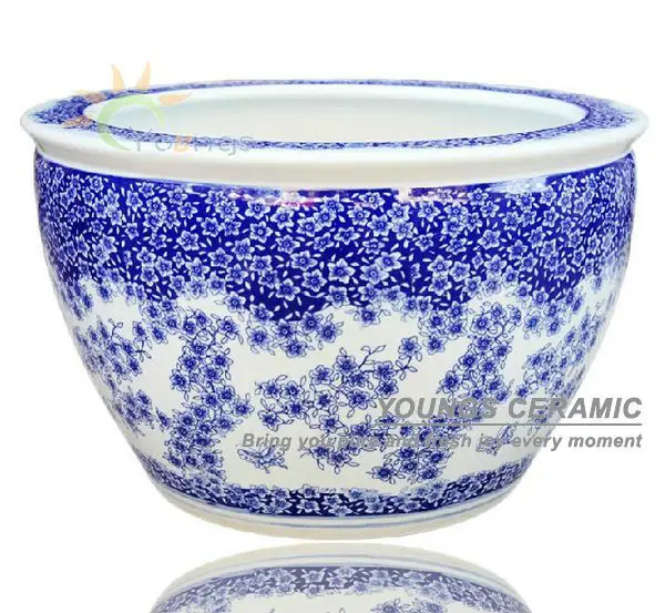 Big size chinese blue and white ceramic tree planters pots for wholesale