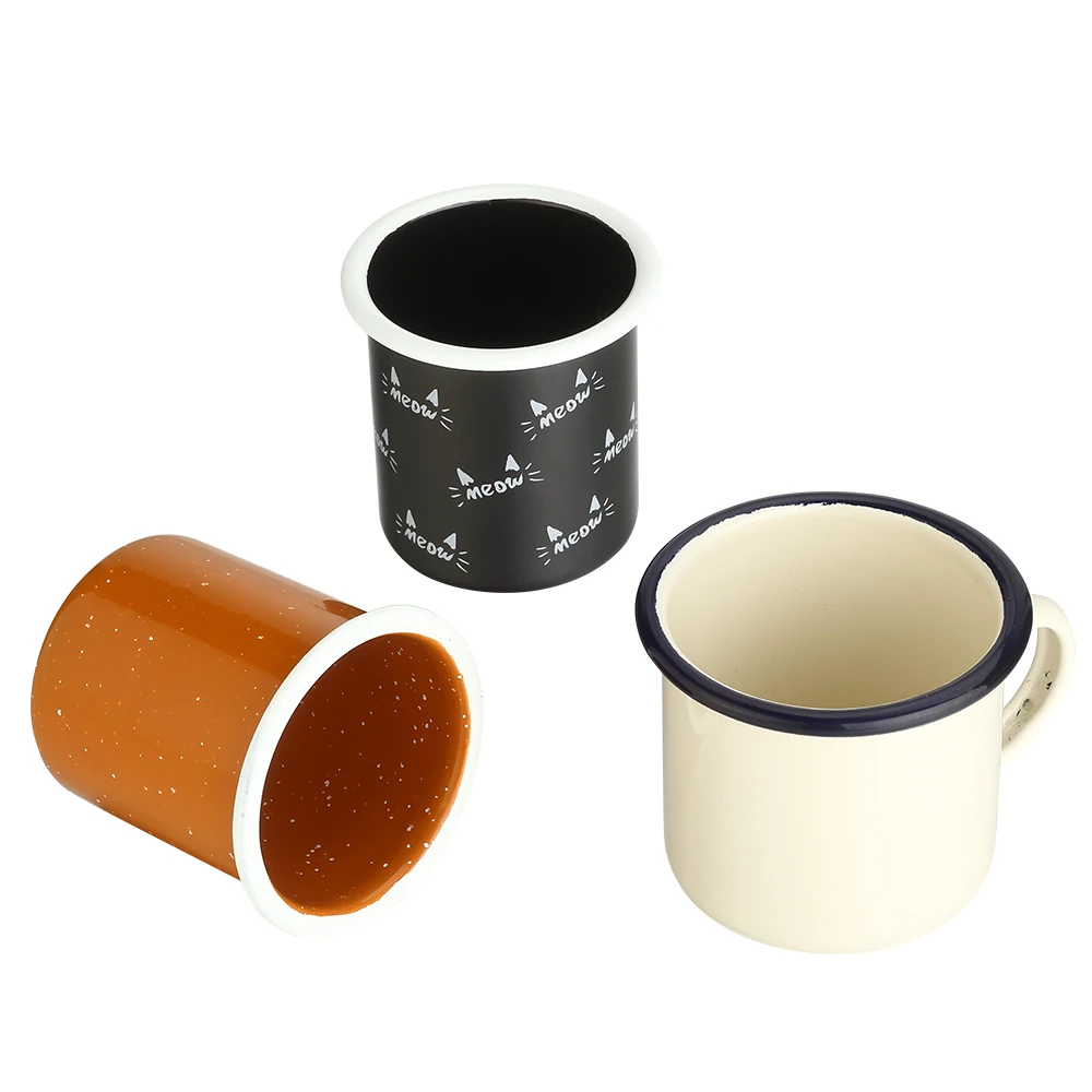 Promotional eco friendly coffee travel sublimation cup wholesale drinking camping ceramic cup enamel mug with lid handle