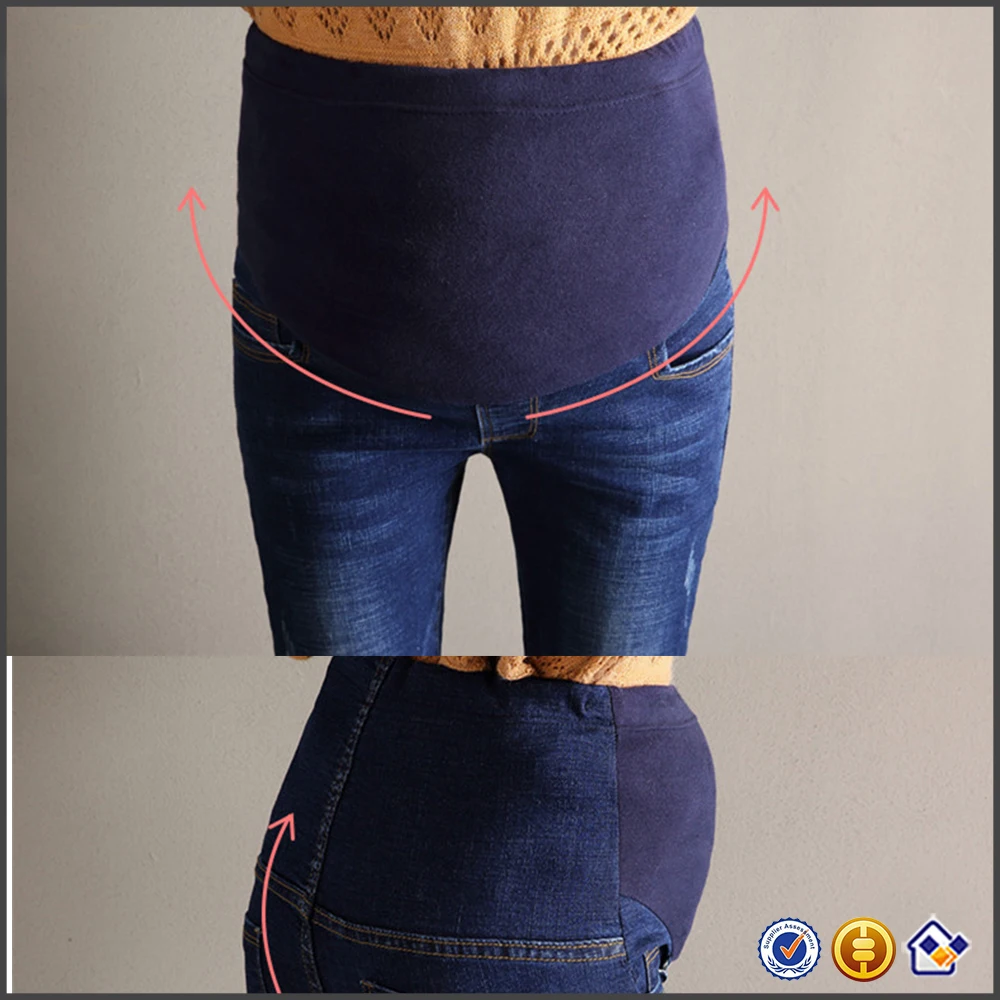 
KY pregnant tube High-rise waist Over-the-bump jersey belly band waistband Skinny fit maternity jeans 
