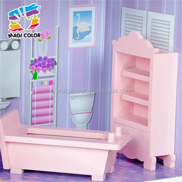 Оптовая продажа дешевые 3 пол ролевые игры игрушки деревянный кукольный домик для детей W06A224
