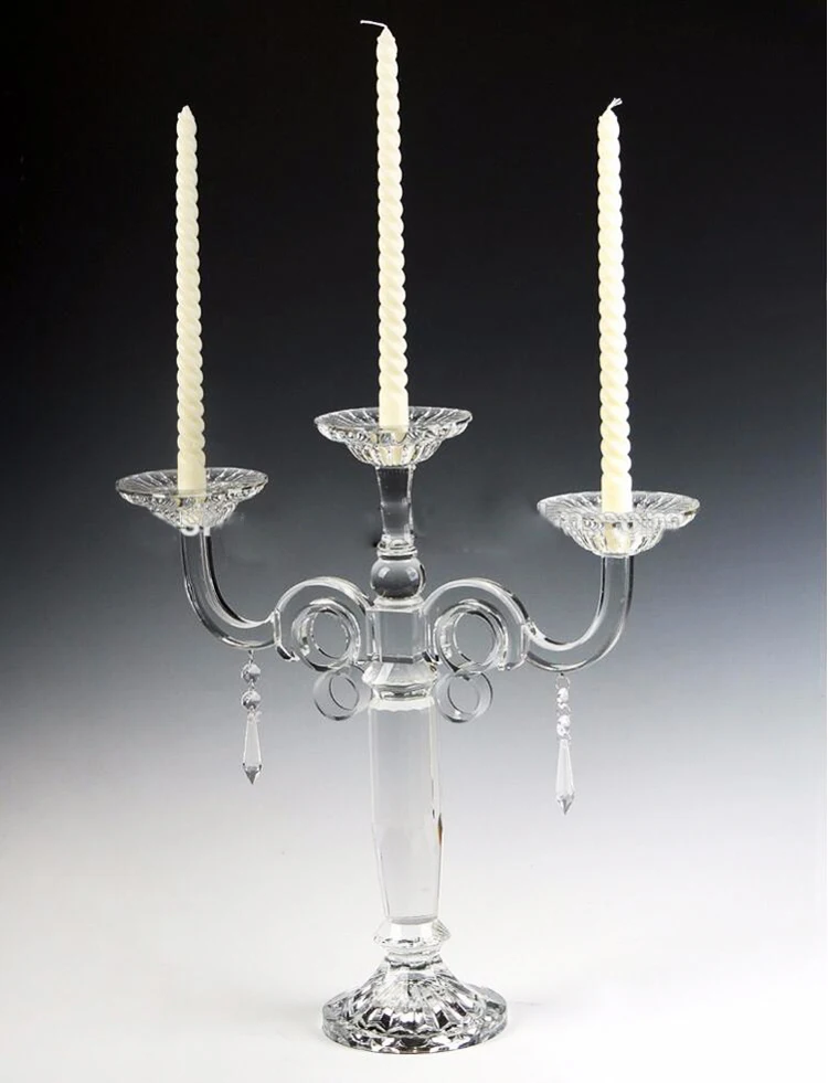 3 tiers plexiglass candle holder crystal candelabra for weddings