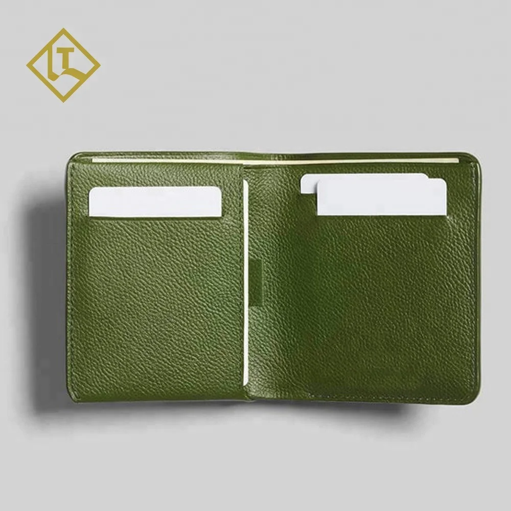 Premium full grain vegetable tanned leather rfid money clip credit card holder minimalist wallets leather men slim wallet