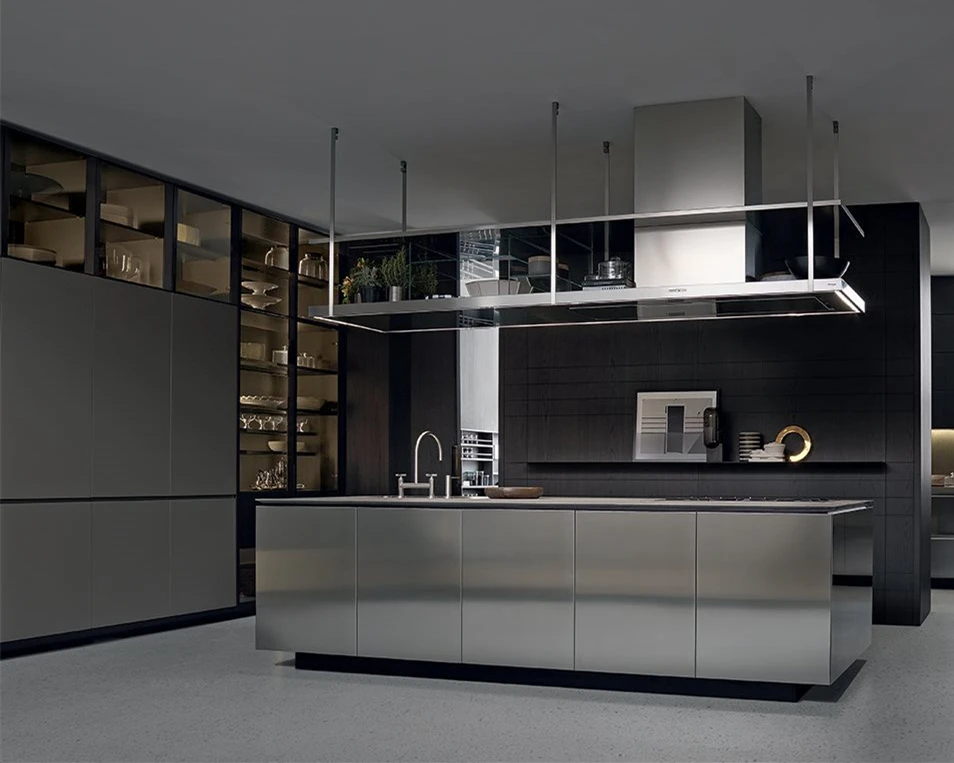 Vermont New Industrial Design Stainless Steel 304 Kitchen Cabinets Island With Sink And Faucet