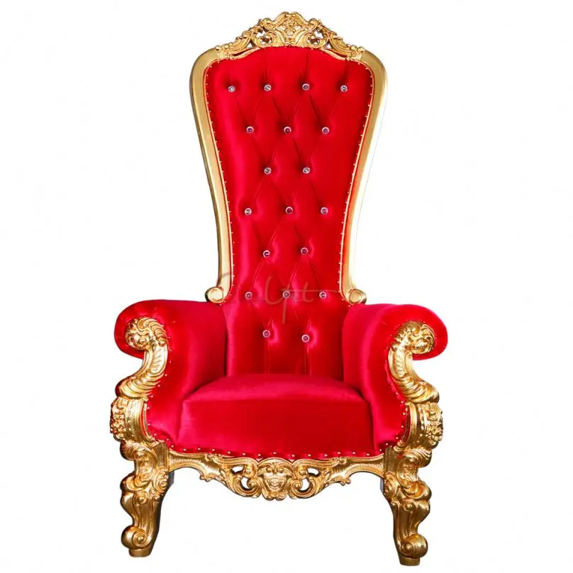 Wholesale red velvet manufacturer classic wedding throne chair