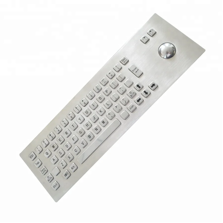 Wholesale high quality IP65 waterproof silver metal trackball keyboard