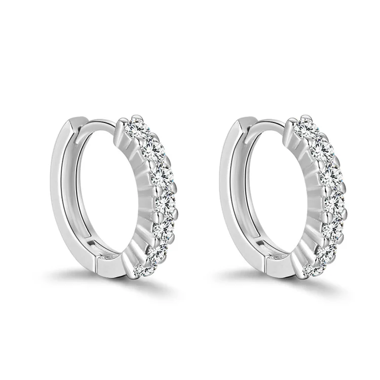 POLIVA Customise 925 Sterling Silver Round Shaped Huggie Hoop Korea Earrings