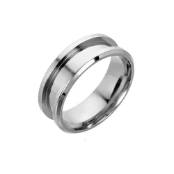 Simple Smooth Mens Alliance Wedding Ring Tungsten Blank Ring For Inlay Jewelry