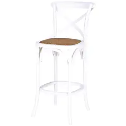 Amazon Hot Approved Pub Kitchen Solid Wood Frame Rattan 103CM Height Bar Stool