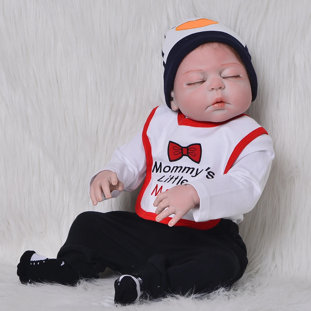
Sleeping Reborn Doll Full Body Silicone Vinyl 23 inch Reborn Silicone Baby Dolls That Drink Milk Diy Toys 