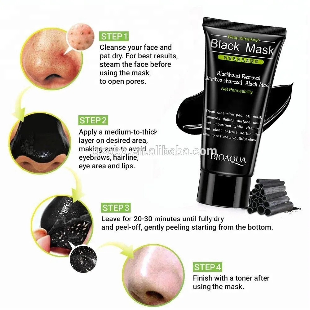 OEM ODM Bioaqua black bamboo charcoal deep pore cleansing blackhead remover nose mask