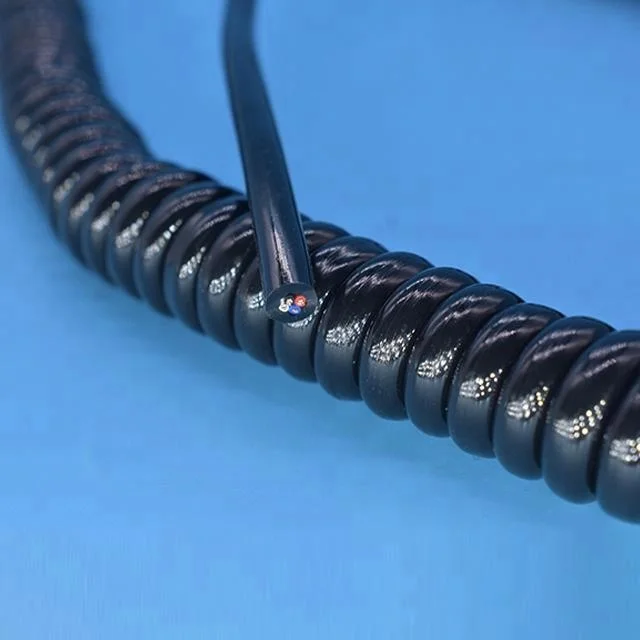 VDE Standard Black 4x0.2mm2 Spring Power Cable spiral coiled cord Spiral Cable