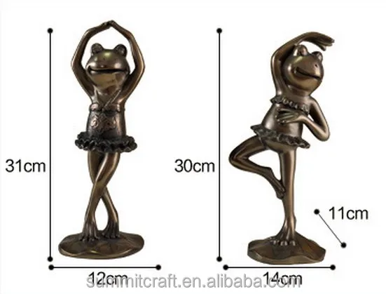 Resin cold casting bronze dancing frog figurine
