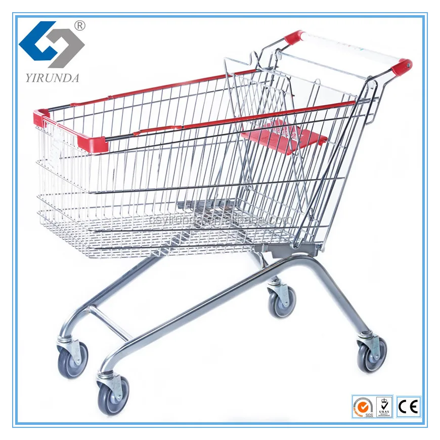 100 liter V-shaped style supermarket shopping cart for super mall